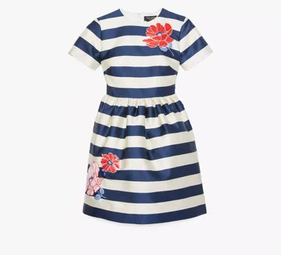 Kate Spade Floral Stripe Dress In Cream/french Navy