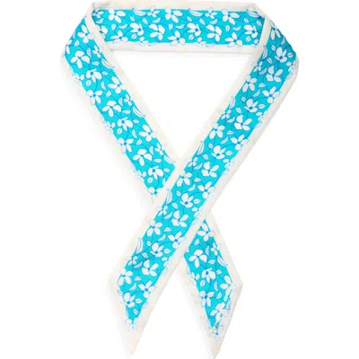 Kate Spade Floral Vines Silk Skinny Scarf In Blue