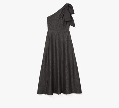 Kate Spade Flourish Swirl One-shoulder Dress In Black Tonal