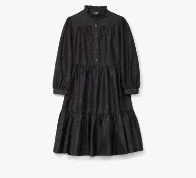 Kate Spade Flourish Swirl Taffeta Dress In Black Tonal