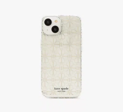Kate Spade Flower Iphone 15 Case In Gold