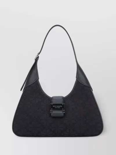 Kate Spade Flower Jacquard Buckle Floral Leather Handle In Gray
