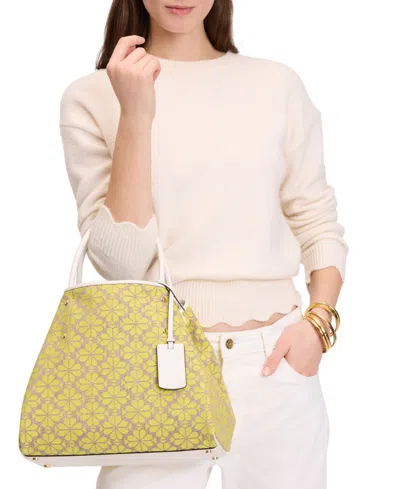 Kate Spade Flower Jacquard Tote Bag In Yellow Multi