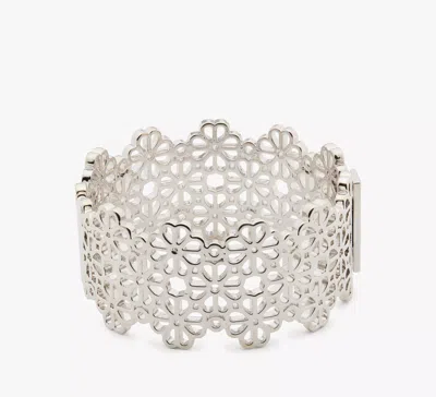 Kate Spade Flower Lace Statement Bangle In Metallic