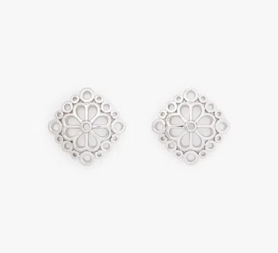 Kate Spade Flower Lace Studs In Metallic