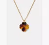 Kate Spade Cubic Zirconia Tortoise Flower Mini Pendant Necklace In Brown