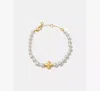 Kate Spade New York Spade Flower Faux Pearl Bracelet In Gold