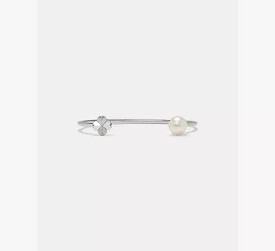 Kate Spade Spade Flower Pearl Cuff In Metallic