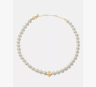 Kate Spade Flower Pearl Short Necklace In Gold