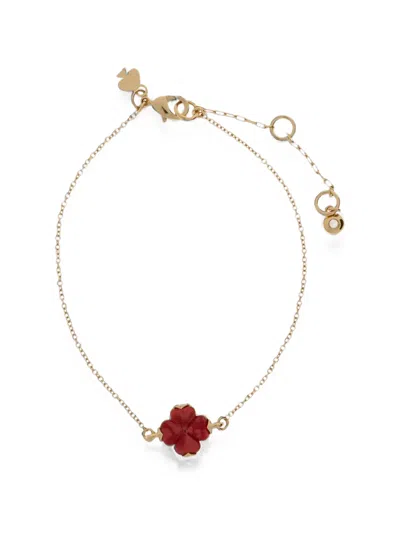 Kate Spade Flower Solitaire Clover-pendant Bracelet In Neutral