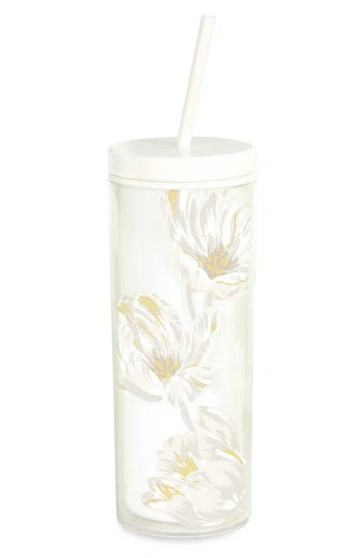 Kate Spade Flower Tumbler With Straw In White