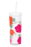 Kate Spade Flower Tumbler With Straw In Red