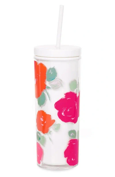 Kate Spade Flower Tumbler With Straw In White