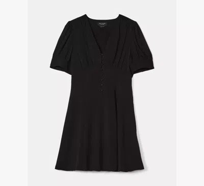 Kate Spade Fluid Puff Sleeve Mini Dress In Black