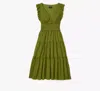 Kate Spade Flutter Sleeve Tiered Midi Dress In Green