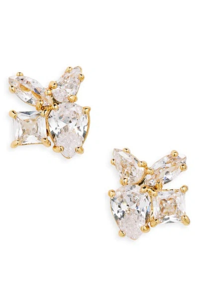 Kate Spade Flying Colors Crystal Cluster Stud Earrings In Clear/ Gold
