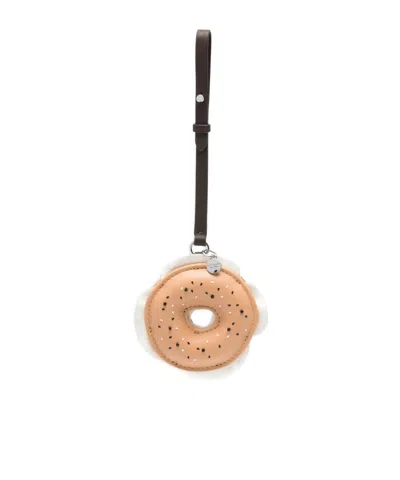 Kate Spade Foil Emboss-logo Bag Charm In Gray