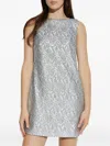 Kate Spade Foil Lace Shift Dress In Silver