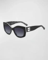 Kate Spade Frida Acetate Butterfly Sunglasses In Black
