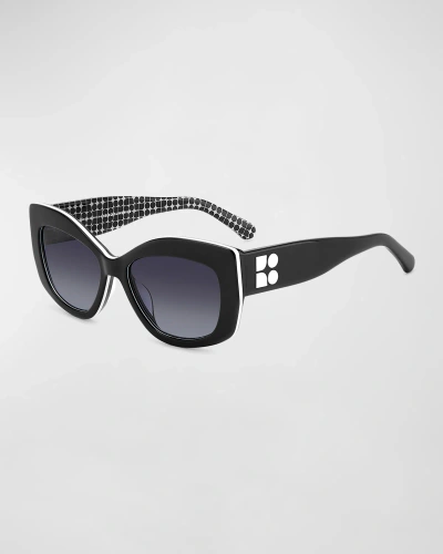 Kate Spade Frida Acetate Butterfly Sunglasses In Black