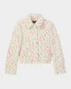 Kate Spade Fringed Gala Tweed Jacket In Cream Multi