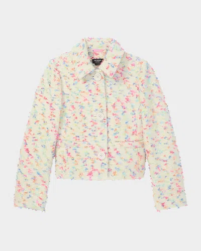 Kate Spade Fringed Gala Tweed Jacket In Cream