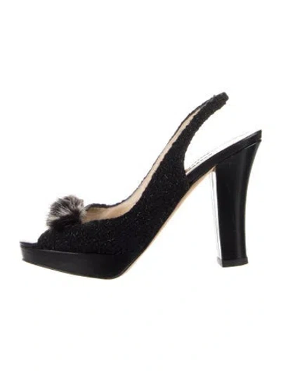 Pre-owned Kate Spade Fur Trim Slingback Pumps In Multi