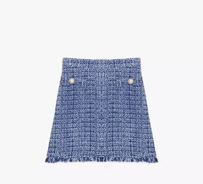 Kate Spade Gabrielle Pearly-embellished Tweed Mini Skirt In Cosmic Zen/french Navy