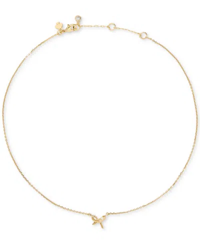 Kate Spade Girlie Pearlie Cubic Zirconia Mini Bow Pendant Necklace In Neutral