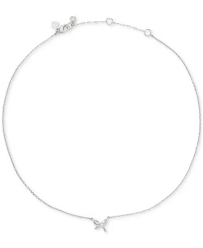 Kate Spade Girlie Pearlie Cubic Zirconia Mini Bow Pendant Necklace In Pink