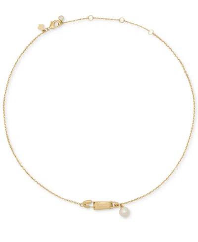 Kate Spade Glass Imitation Pearl Sam Tag Pendant Necklace In Gold