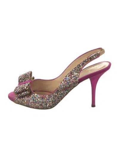 Pre-owned Kate Spade Glitter Bow Accents Slingback Pumps In Pink