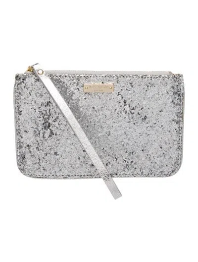 Pre-owned Kate Spade Glitter Clutch In Metallic/silver