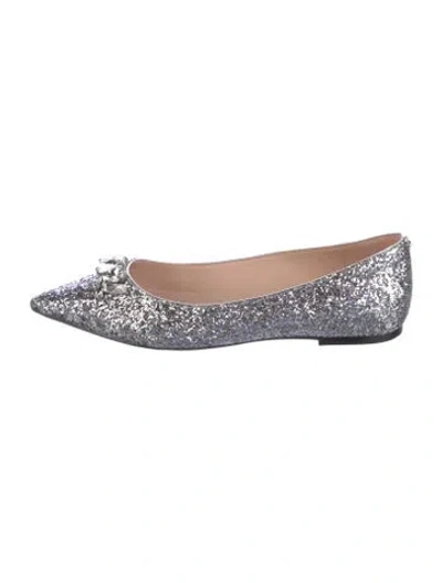 Pre-owned Kate Spade Glitter Crystal Embellishments Ballet Flats