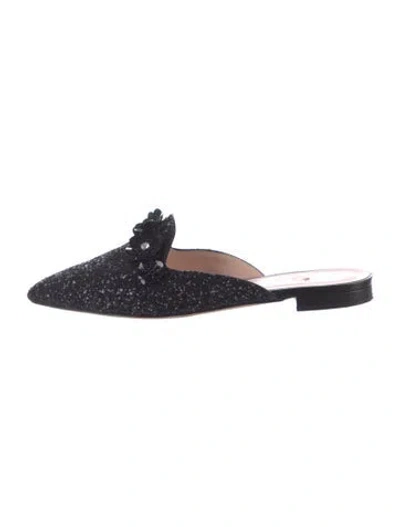 Pre-owned Kate Spade Glitter Crystal Embellishments Mules In Blue