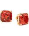 Kate Spade Glitter Crystal Square Stud Earrings In Red Glitter