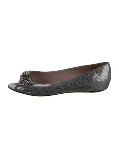 Pre-owned Kate Spade Glitter Flats In Silver