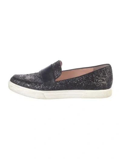 Pre-owned Kate Spade Glitter Glitter Accents Loafers In Black