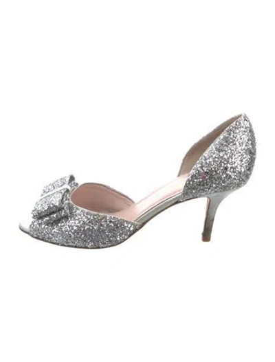 Pre-owned Kate Spade Glitter Glitter Accents Pumps In Metallic/silver