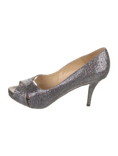 Pre-owned Kate Spade Glitter Glitter Accents Pumps In Silver