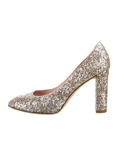 Pre-owned Kate Spade Glitter Glitter Accents Pumps In White