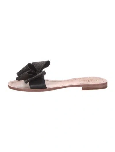 Pre-owned Kate Spade Glitter Glitter Accents Slides In Black