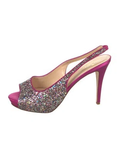 Pre-owned Kate Spade Glitter Glitter Accents Slingback Pumps In Pink