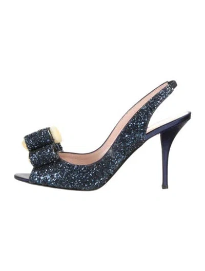 Pre-owned Kate Spade Glitter Glitter Accents Slingback Sandals In Blue
