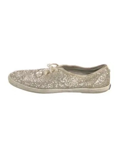Pre-owned Kate Spade Glitter Graphic Print Sneakers In Gold