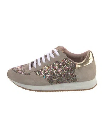 Pre-owned Kate Spade Glitter Graphic Print Sneakers In Neutrals