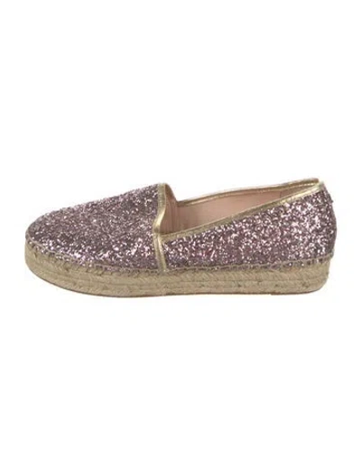 Pre-owned Kate Spade Glitter Leather Trim Embellishment Espadrilles