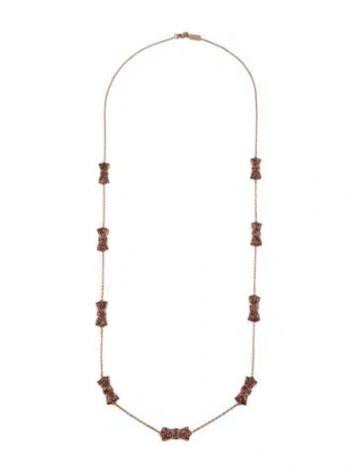Pre-owned Kate Spade Glitter Moon River Bow Station Necklace, 32" In Pink