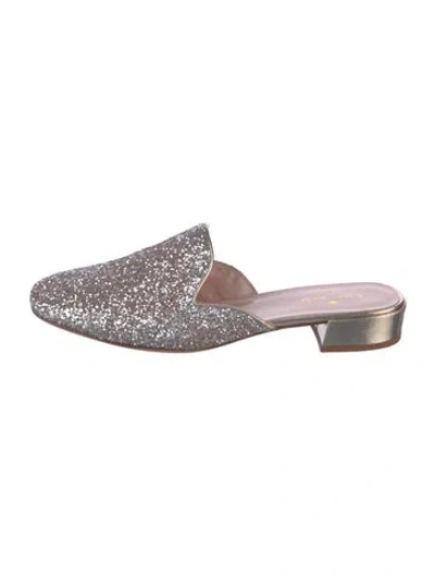 Pre-owned Kate Spade Glitter Mules In Silver