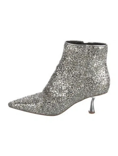 Pre-owned Kate Spade Glitter Patterned Boots In Metallic/silver